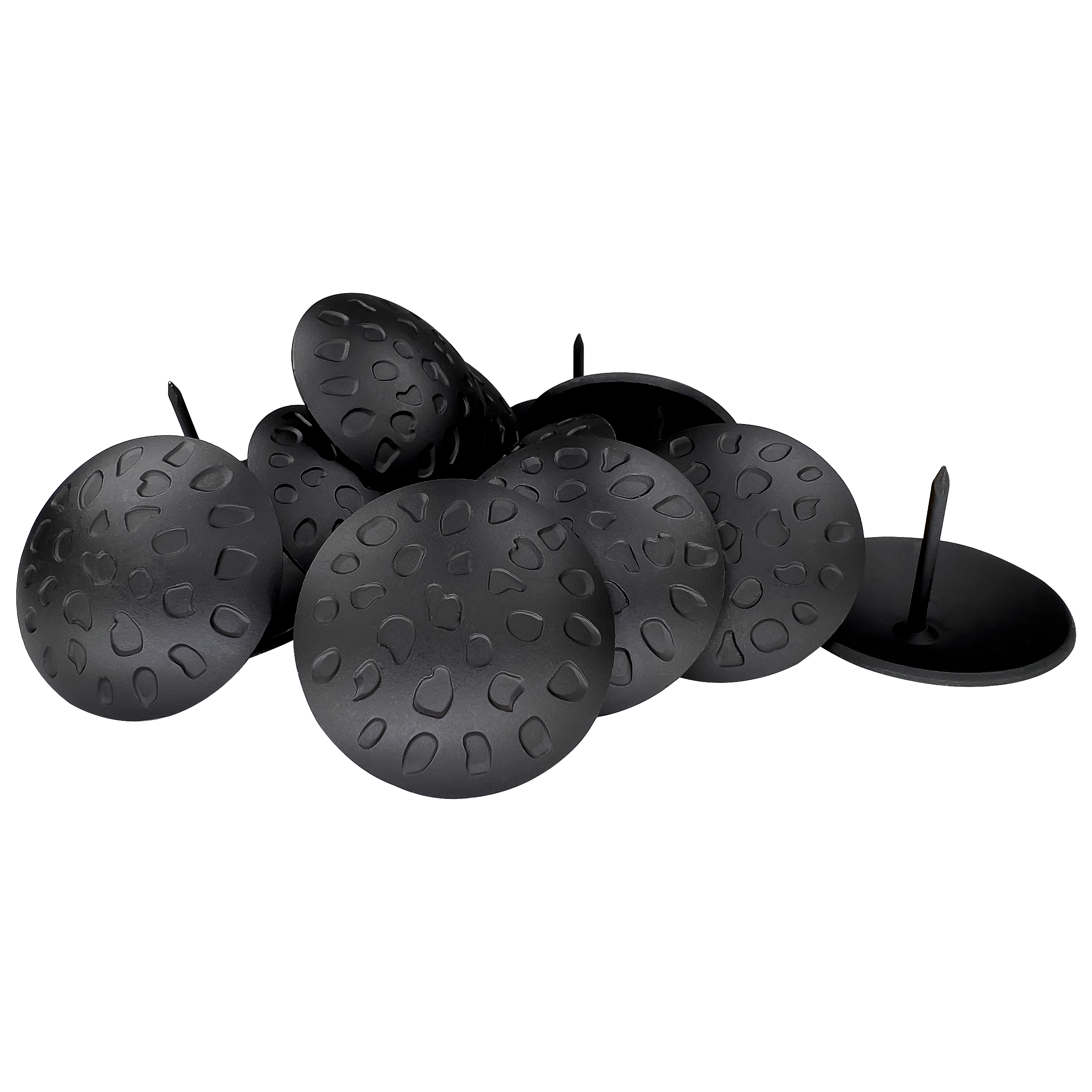 1.5” Decorative Clavo Nails Round Speckled Iron Antique Rustic Finish (Matte Black)