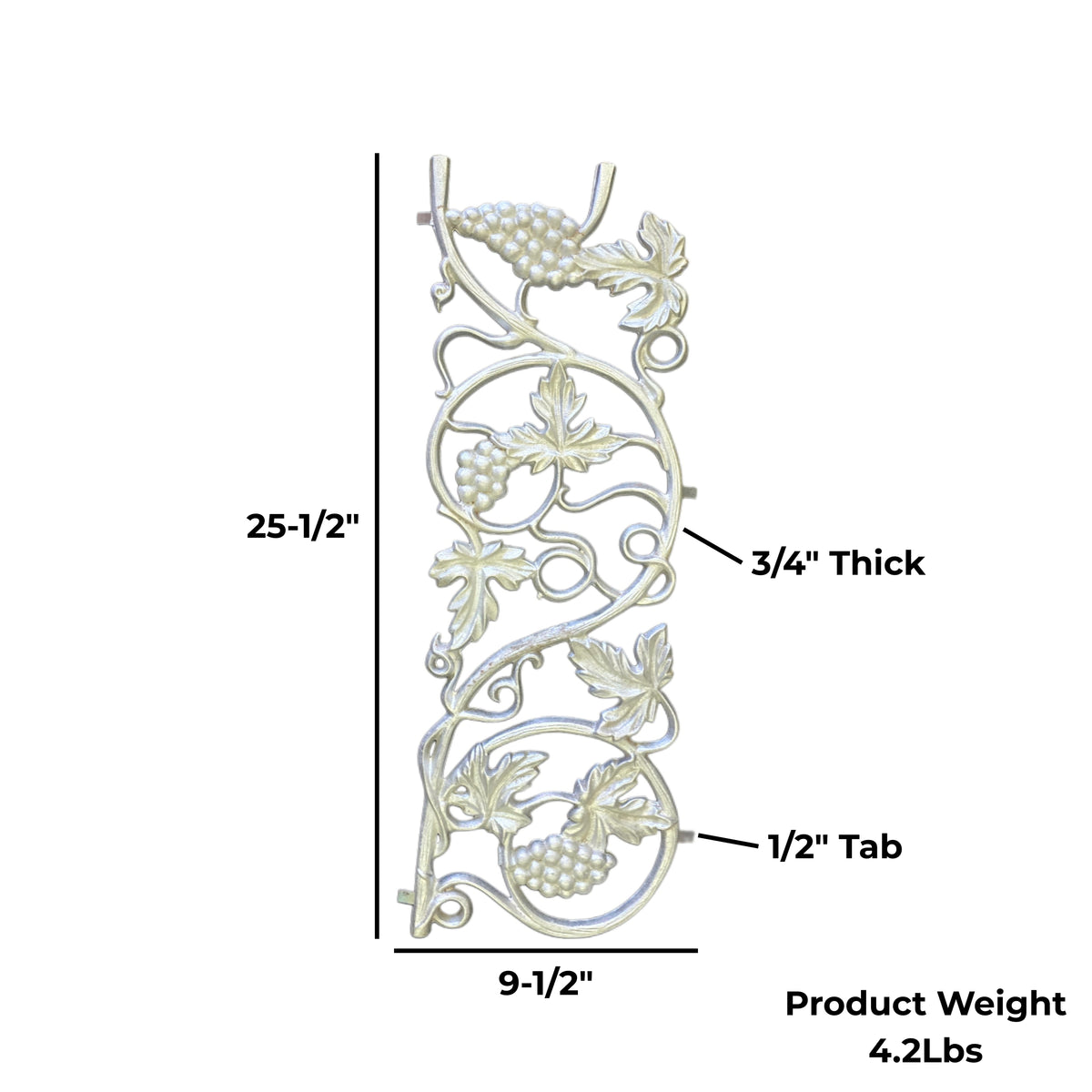 Aluminum Grape Casting – 25-1/2" x 9-1/2" Ornamental Gate & Fence Inse