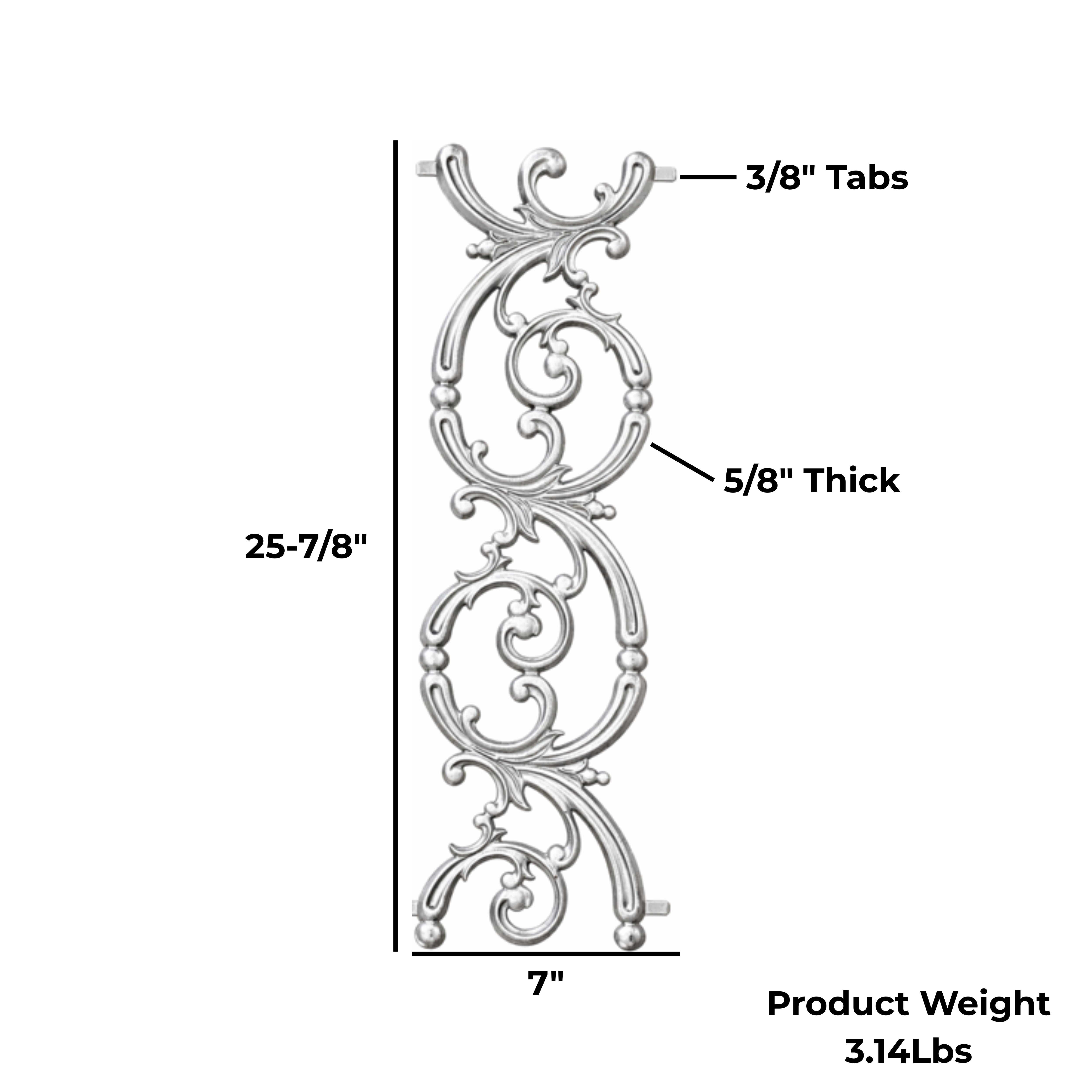 Aluminum Scroll Casting – 25-7/8”x 7” Ornamental Gate & Fence Insert