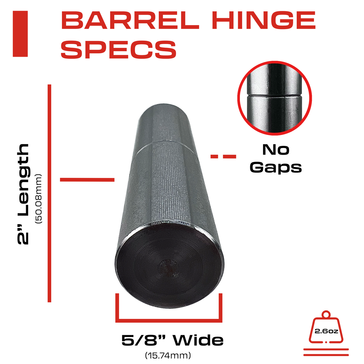 2” Inch Weldable Barrel Hinges – 2 Inch x 5/8 Inch – Heavy Duty Steel – Weld On Bullet Door Hinges