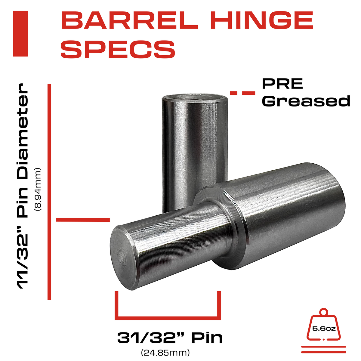 3” Weldable Barrel Hinges 3 Inch x 3/4 Inch Weld On Bullet Door Hinges