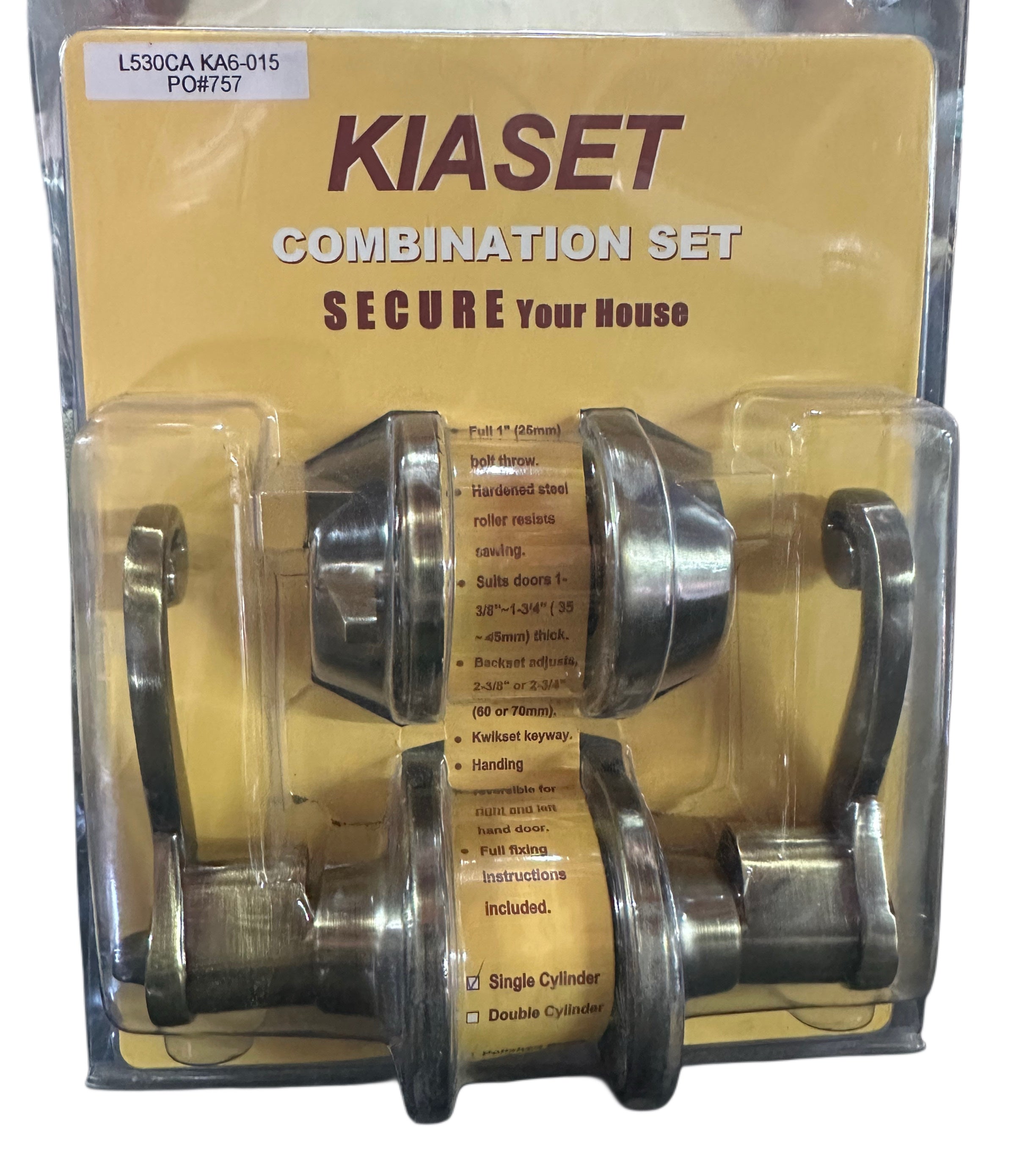 Single Cylinder Deadbolt Door Lock - Kiaset Combination Gate Lever Lock Set - Antique Brass