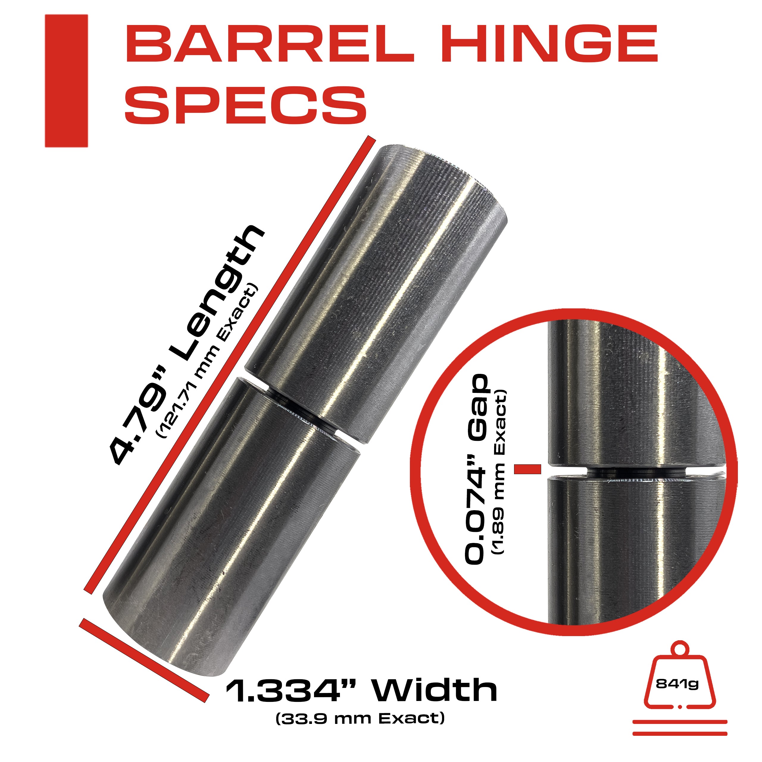 4.75” Weldable Barrel Hinges – 4.79 Inch x 1.334 Inch – Heavy Duty Steel – Weld On Bullet Door Hinges
