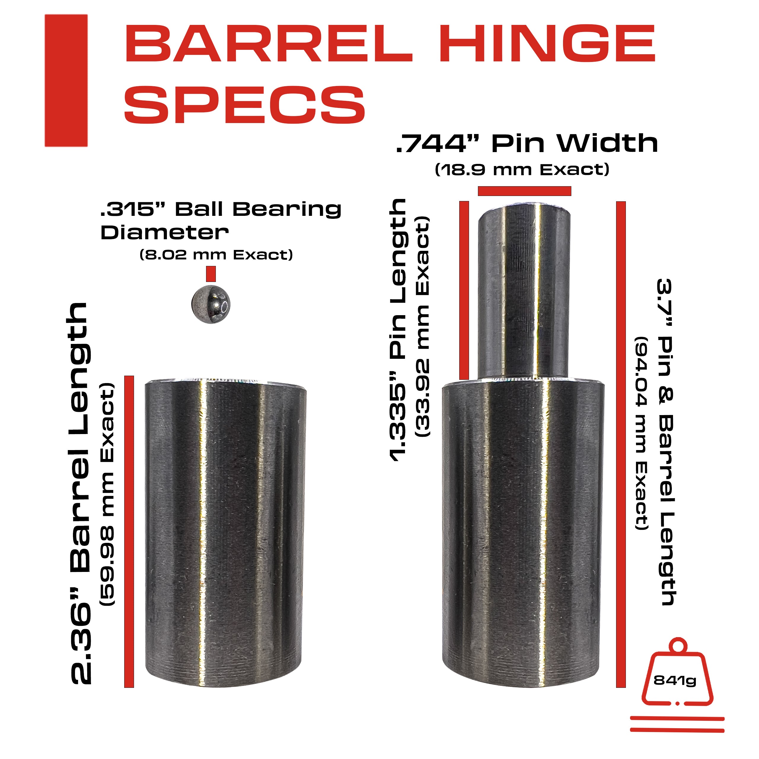 4.75” Weldable Barrel Hinges – 4.79 Inch x 1.334 Inch – Heavy Duty Steel – Weld On Bullet Door Hinges