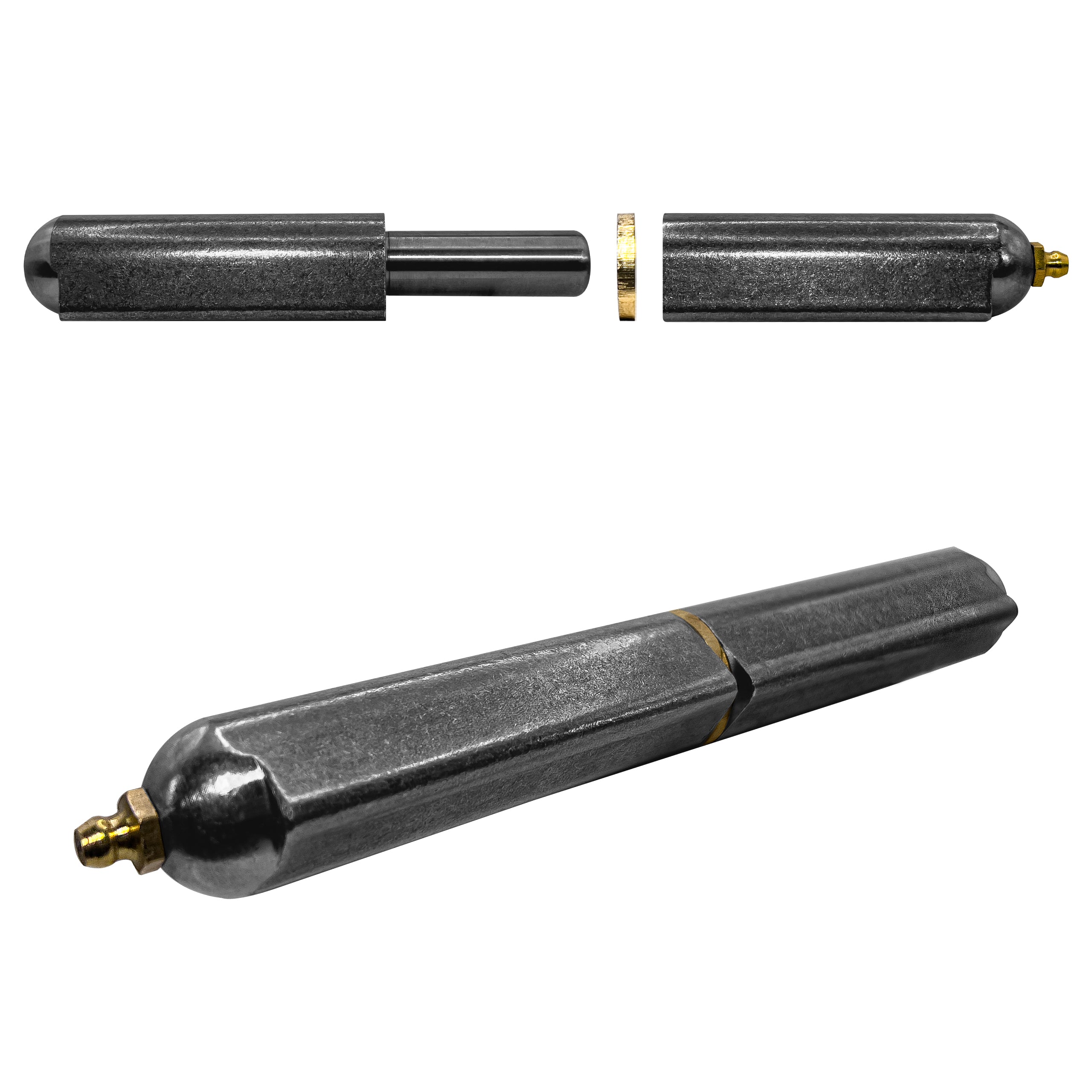 7” Weldable Bullet Hinges – Weld On Barrel Hinges  – 7.45 Inch x 1.18 Inch –  Heavy Duty Tear Drop Hinges With Zerk