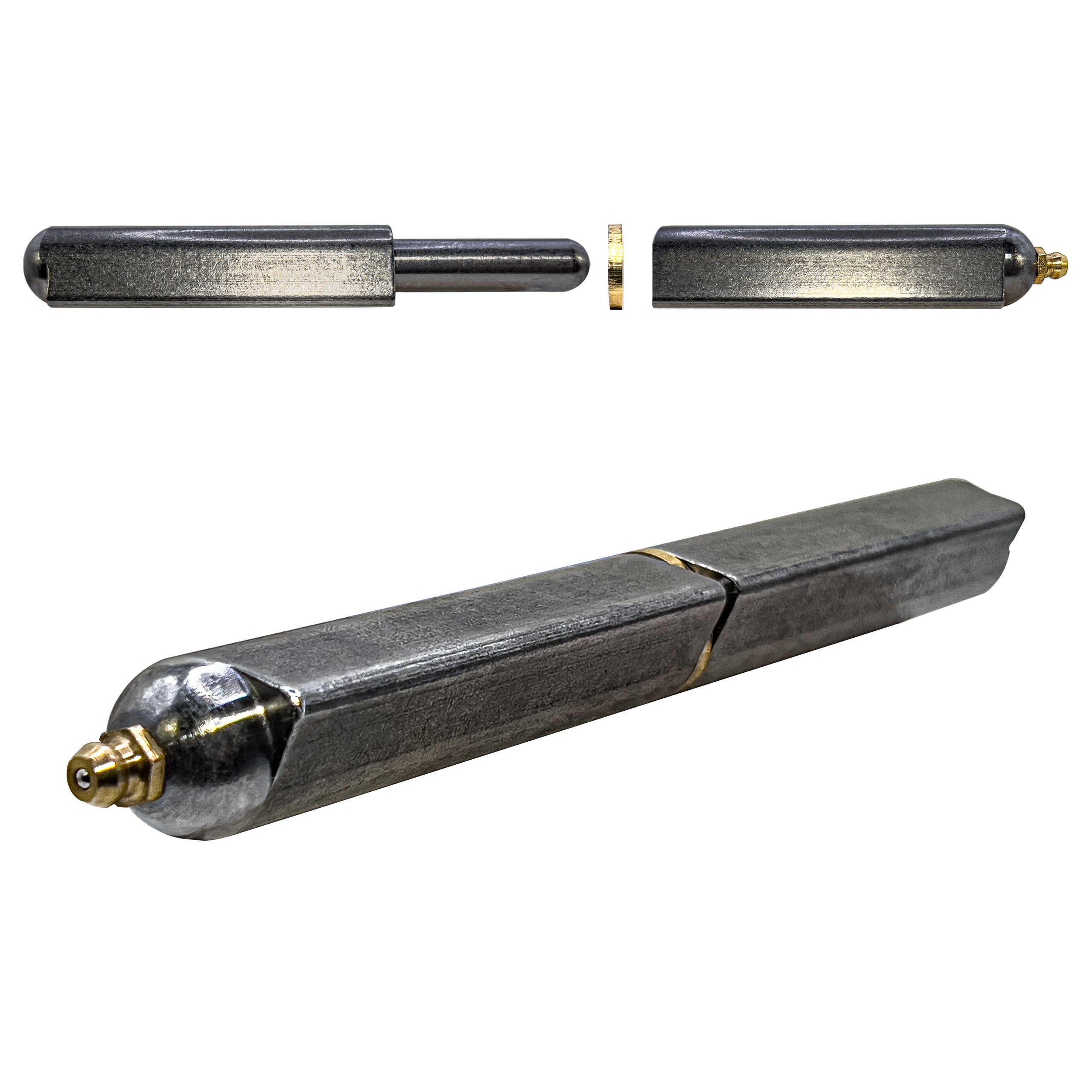 7” Weldable Bullet Hinges – Weld On Barrel Hinges  – 7.39 Inch x .98 Inch –  Heavy Duty Tear Drop Hinges With Zerk