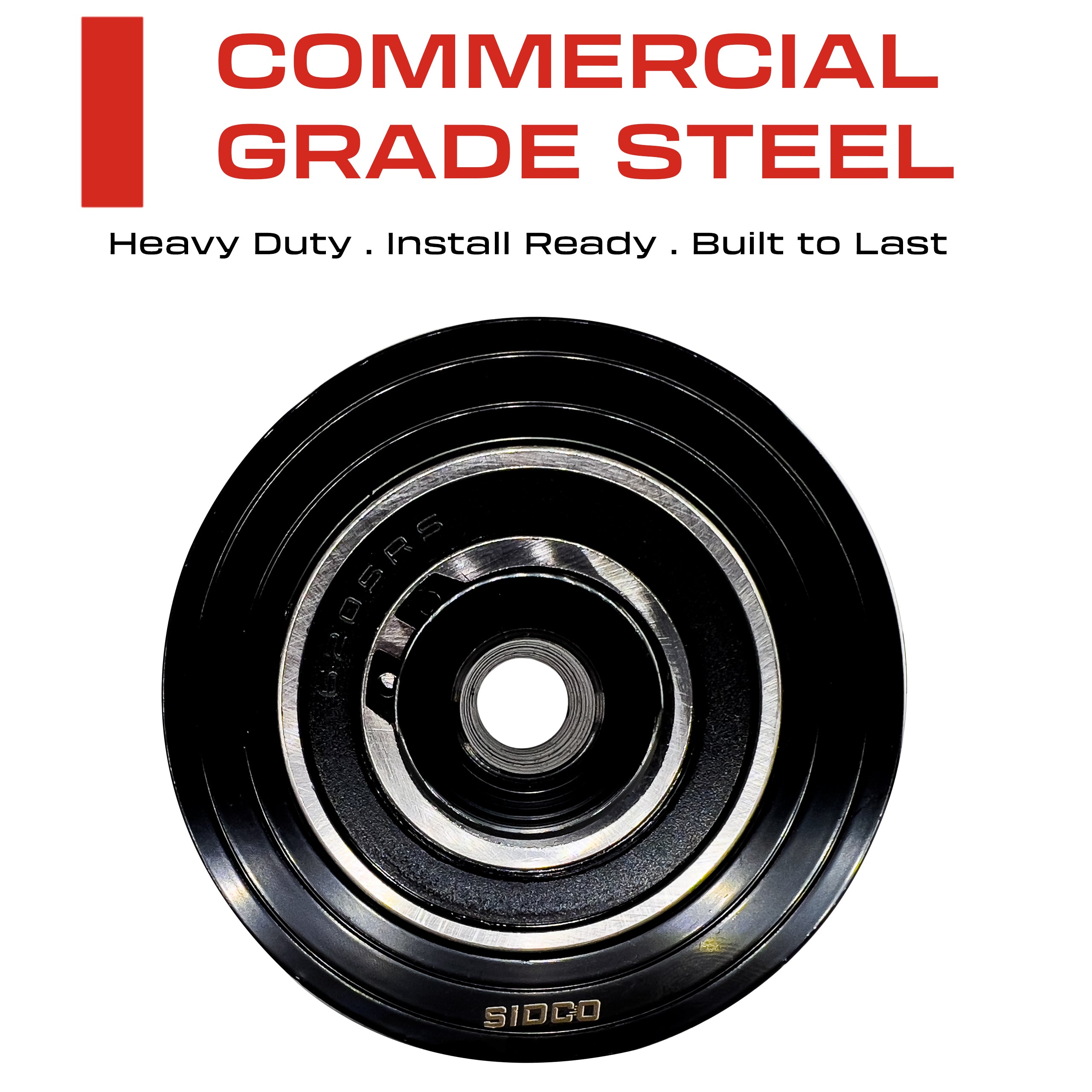 3" Inch Solid Steel V-Groove Sliding Gate Wheel Black (Zinc Plated)