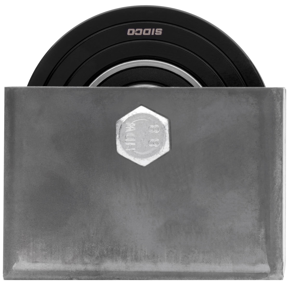 3.5" Inch Solid Steel V-Groove Sliding Gate Wheel & Box Black (Zinc Plated)