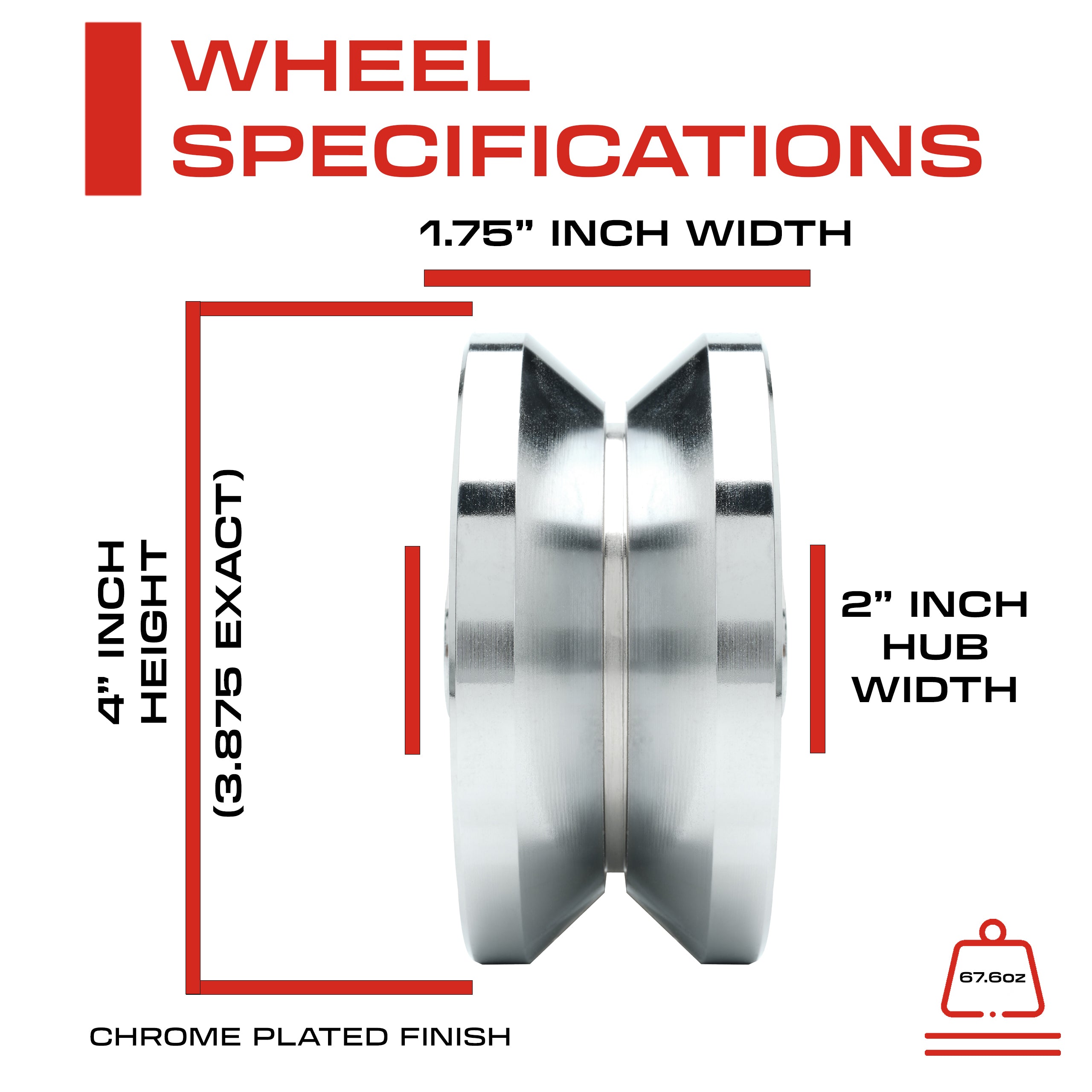 4" Inch Solid Steel V-Groove Sliding Gate Wheel (Chrome Plated)