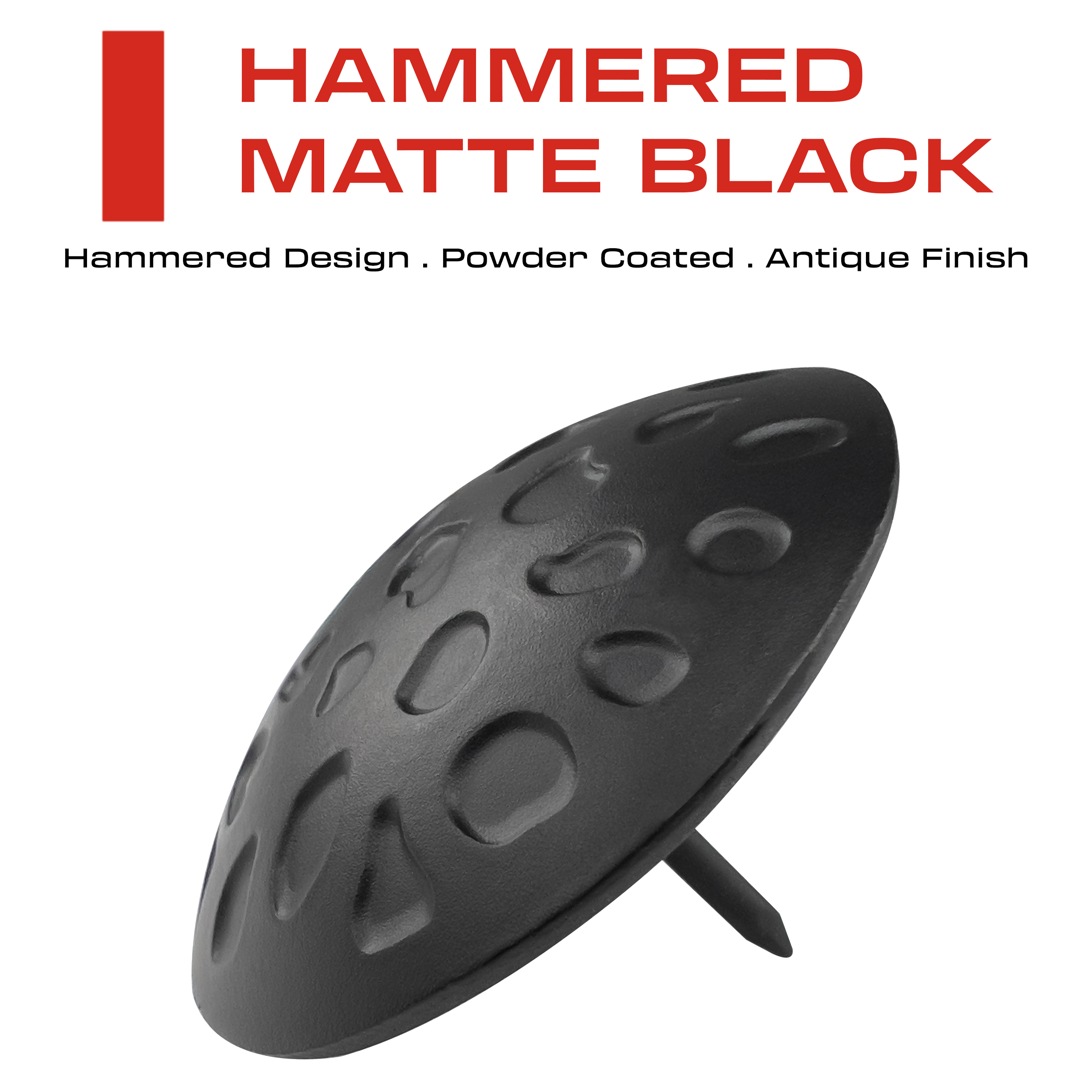 1.5” Decorative Clavo Nails Round Speckled Iron Antique Rustic Finish (Matte Black)