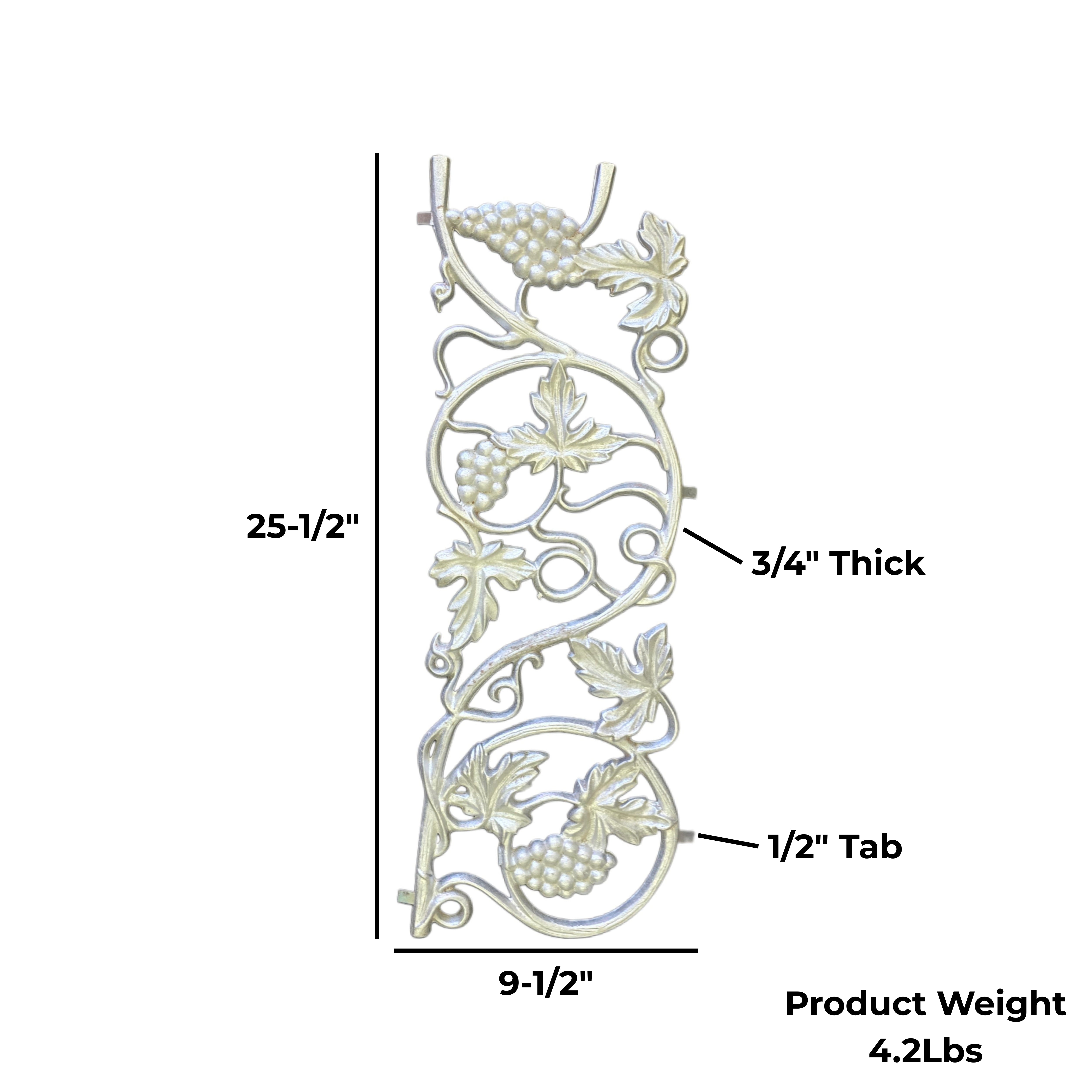 Aluminum Grape Casting – 25-1/2" x 9-1/2" Ornamental Gate & Fence Inse