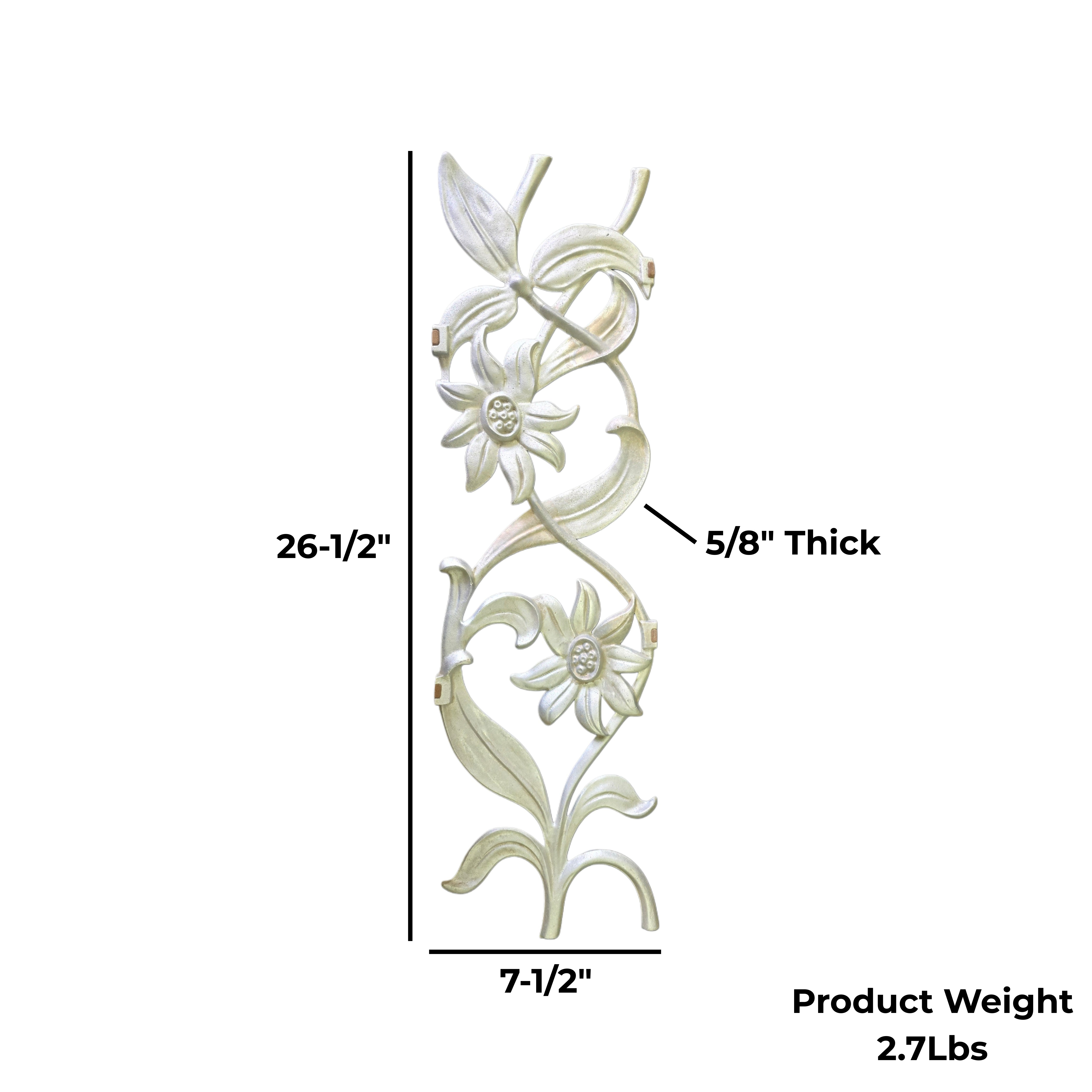 Aluminum Floral Casting – 26-1/2" x 7-1/2" Ornamental Gate & Fence Insert