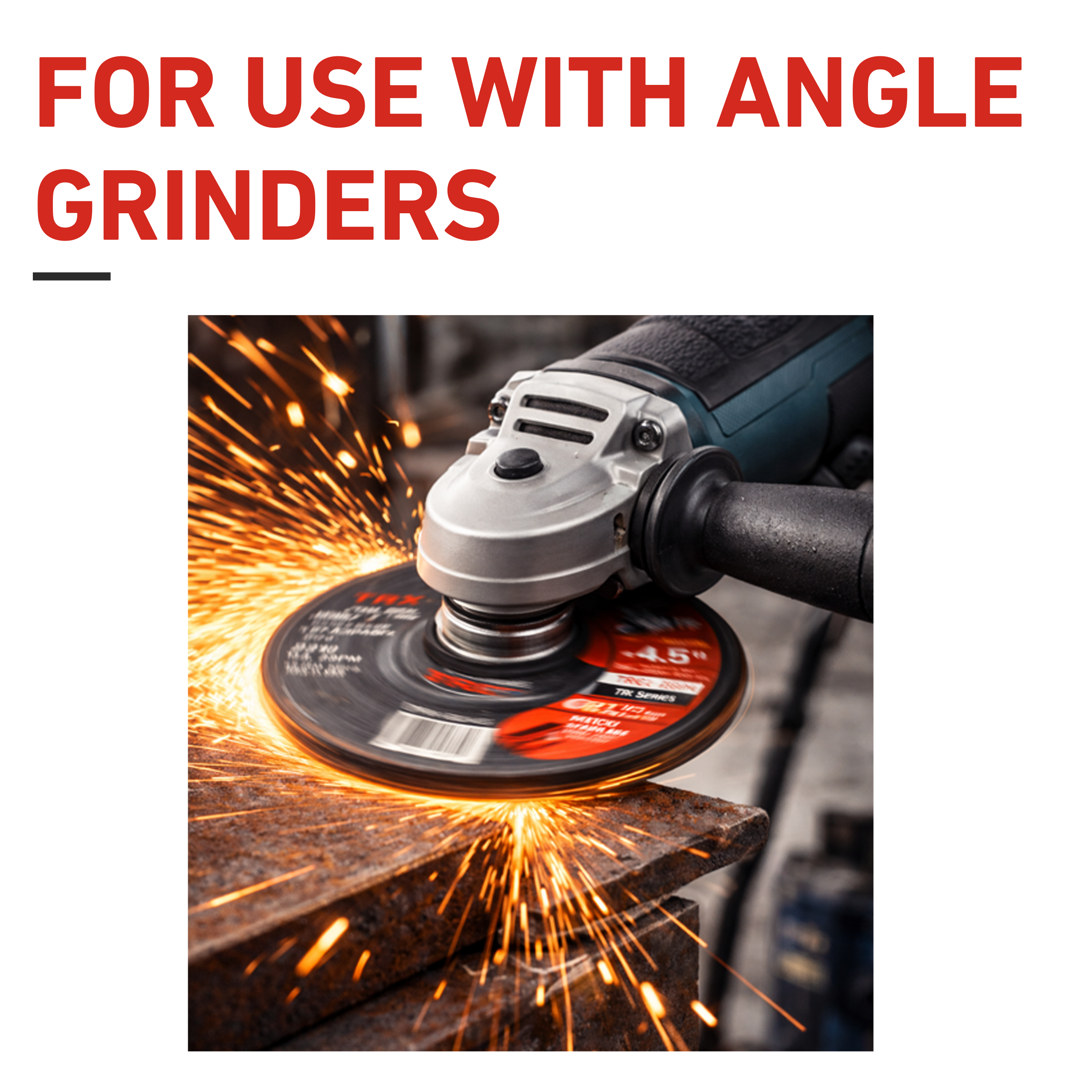 Angle grinder with sparks in action on a white background