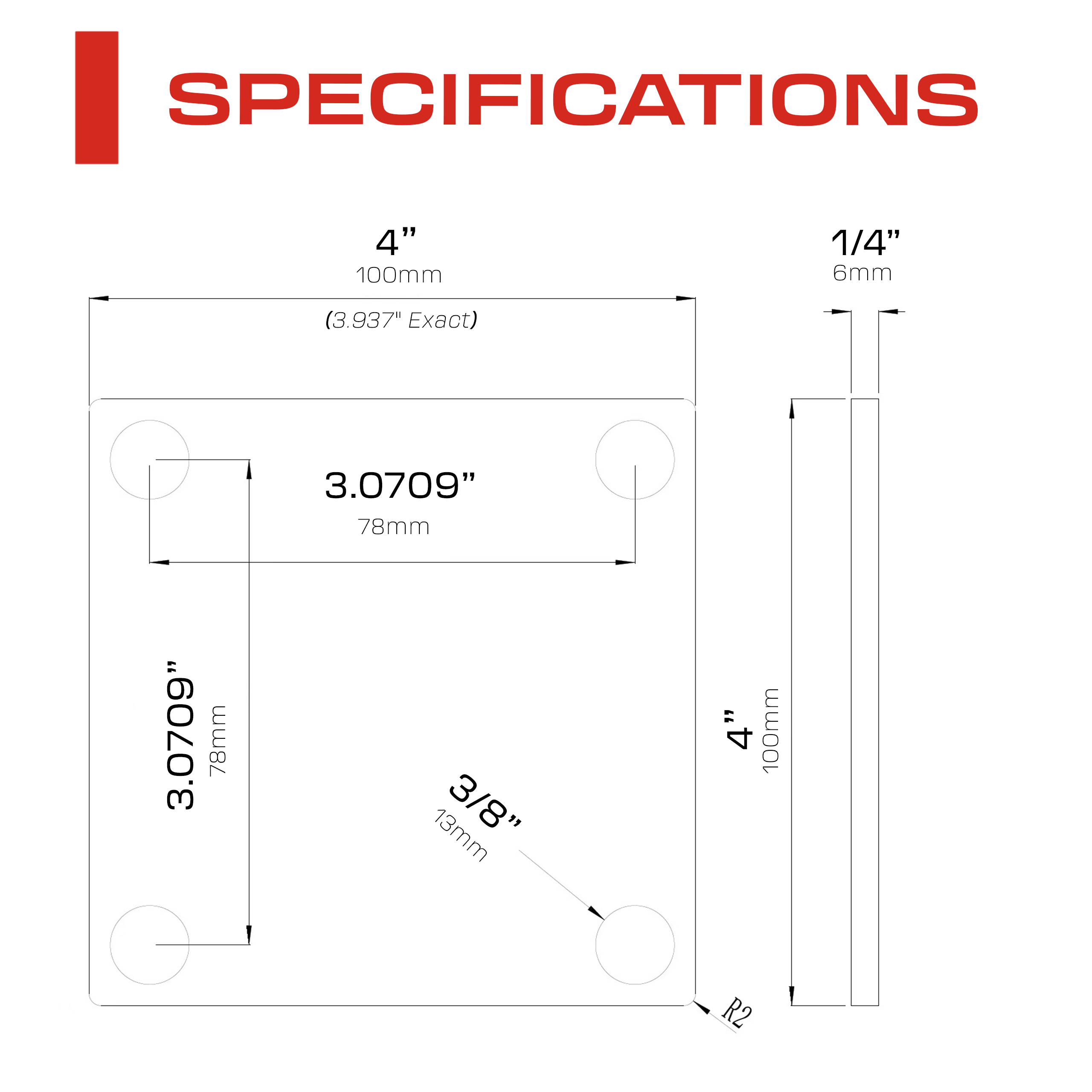 4x4" Square Steel Metal Baseplate 1/4" Thick 6mm - Laser Cut – A36 Heavy Duty Carbon Steel