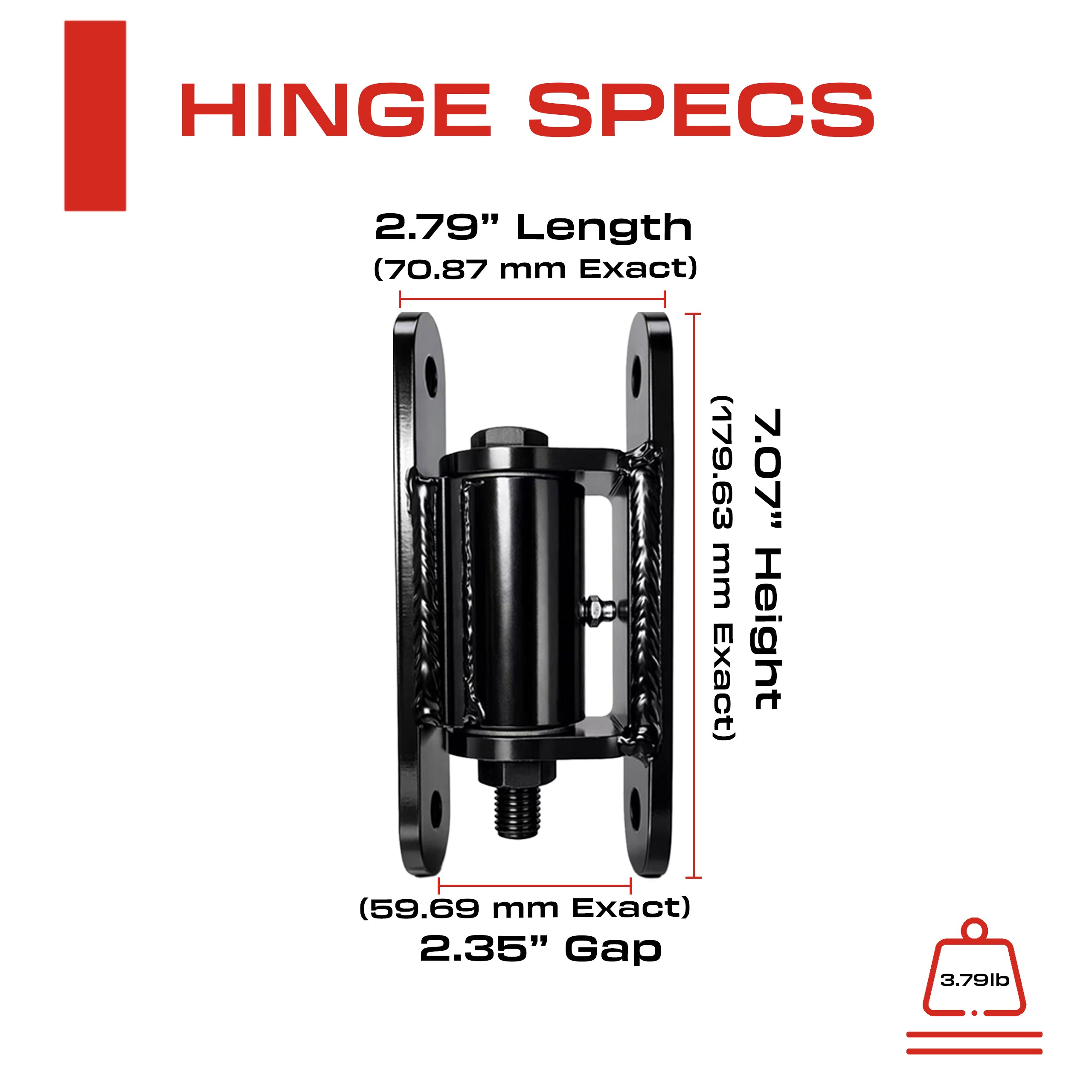 7" steel gate hinge bolt-on mounting plate detail