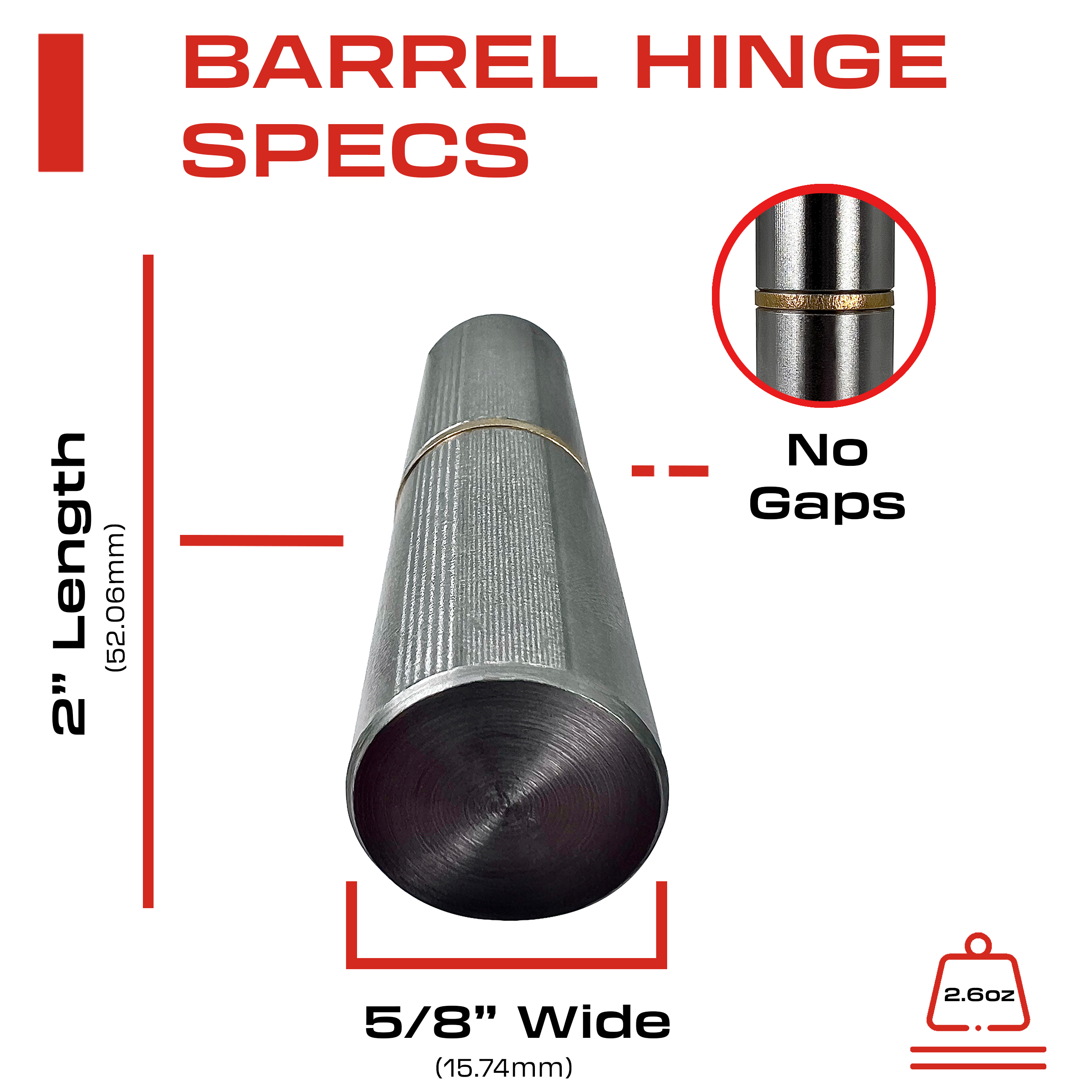 2” Weldable Barrel Hinges – 2 Inch x 5/8 Inch – Heavy Duty Steel – Weld On Bullet Door Hinges