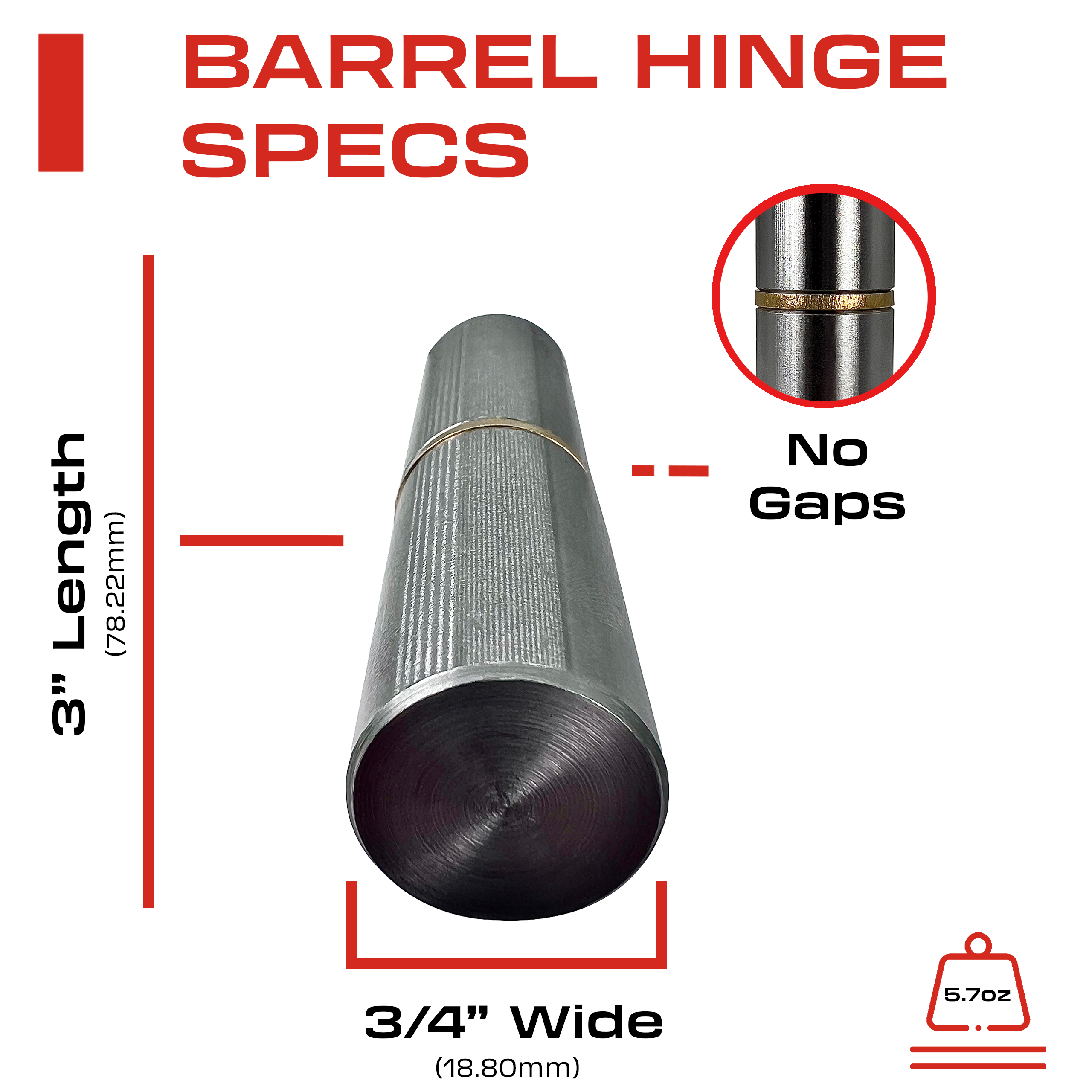 3” Inch Weldable Barrel Hinges  – 3 Inch x ¾ Inch – Heavy Duty Steel – Weld On Bullet Door Hinges