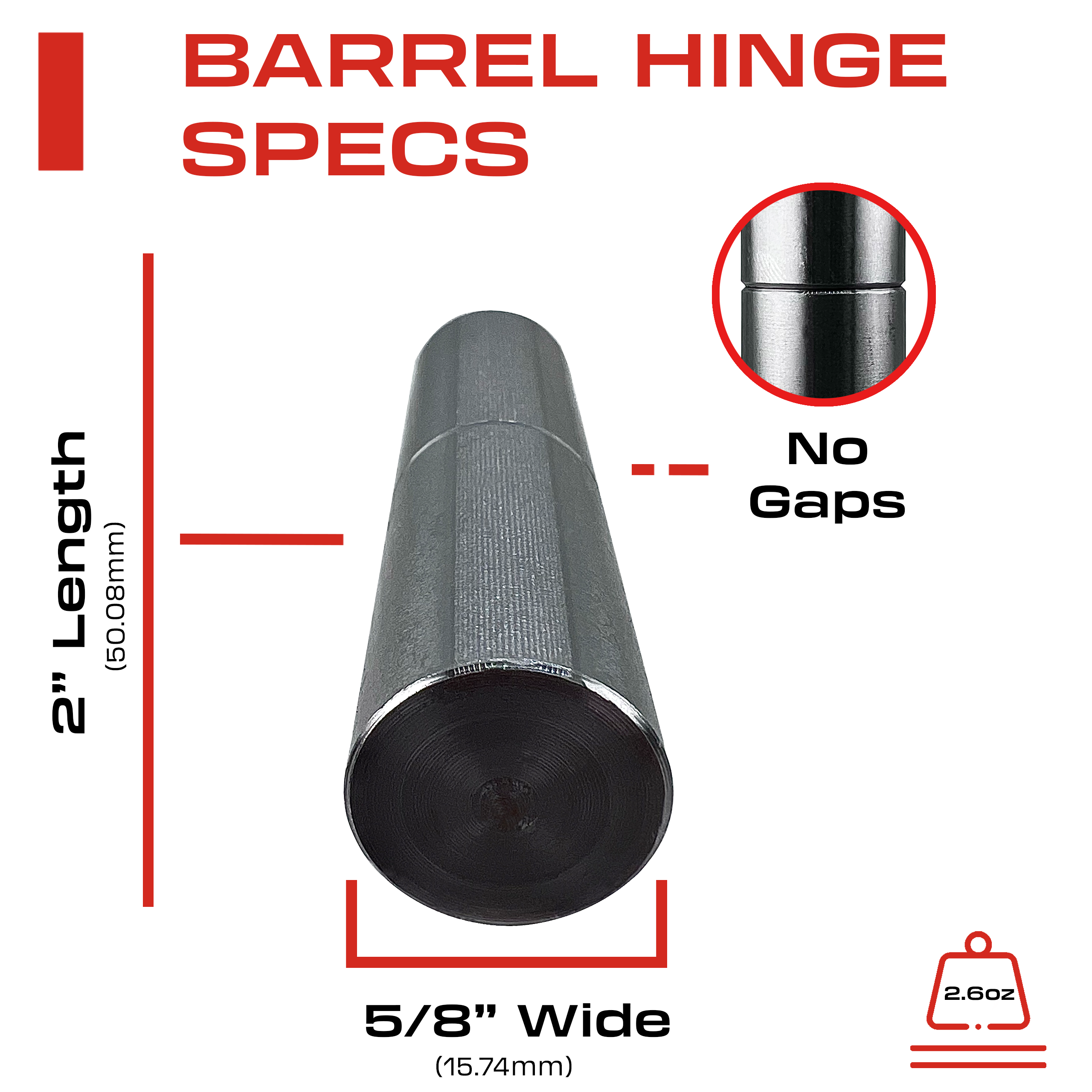 2” Weldable Barrel Hinges 2 Inch x 5/8 Inch Weld On Bullet Door Hinges