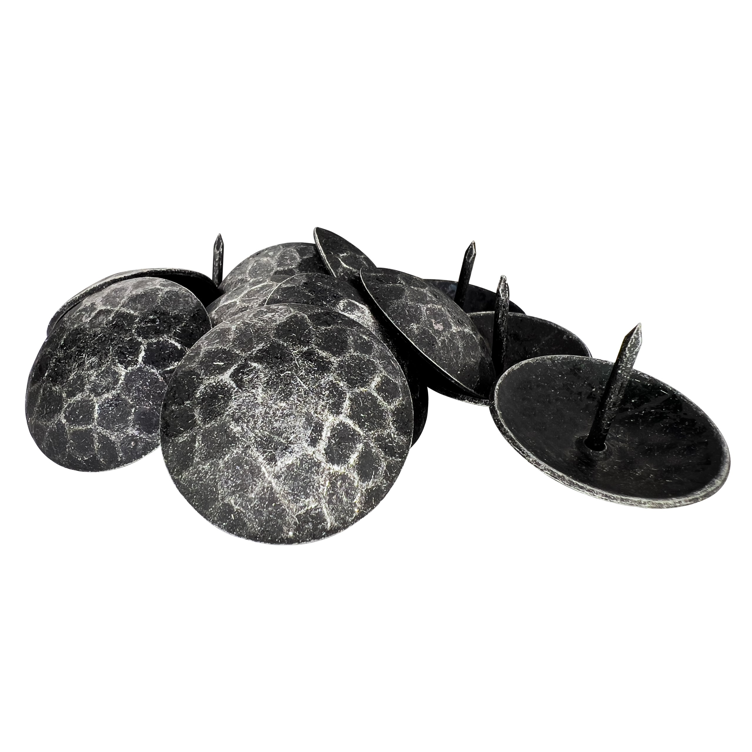 1.5” Decorative Clavo Nails Round Hammered Iron Antique Rustic Finish (Black & Silver)
