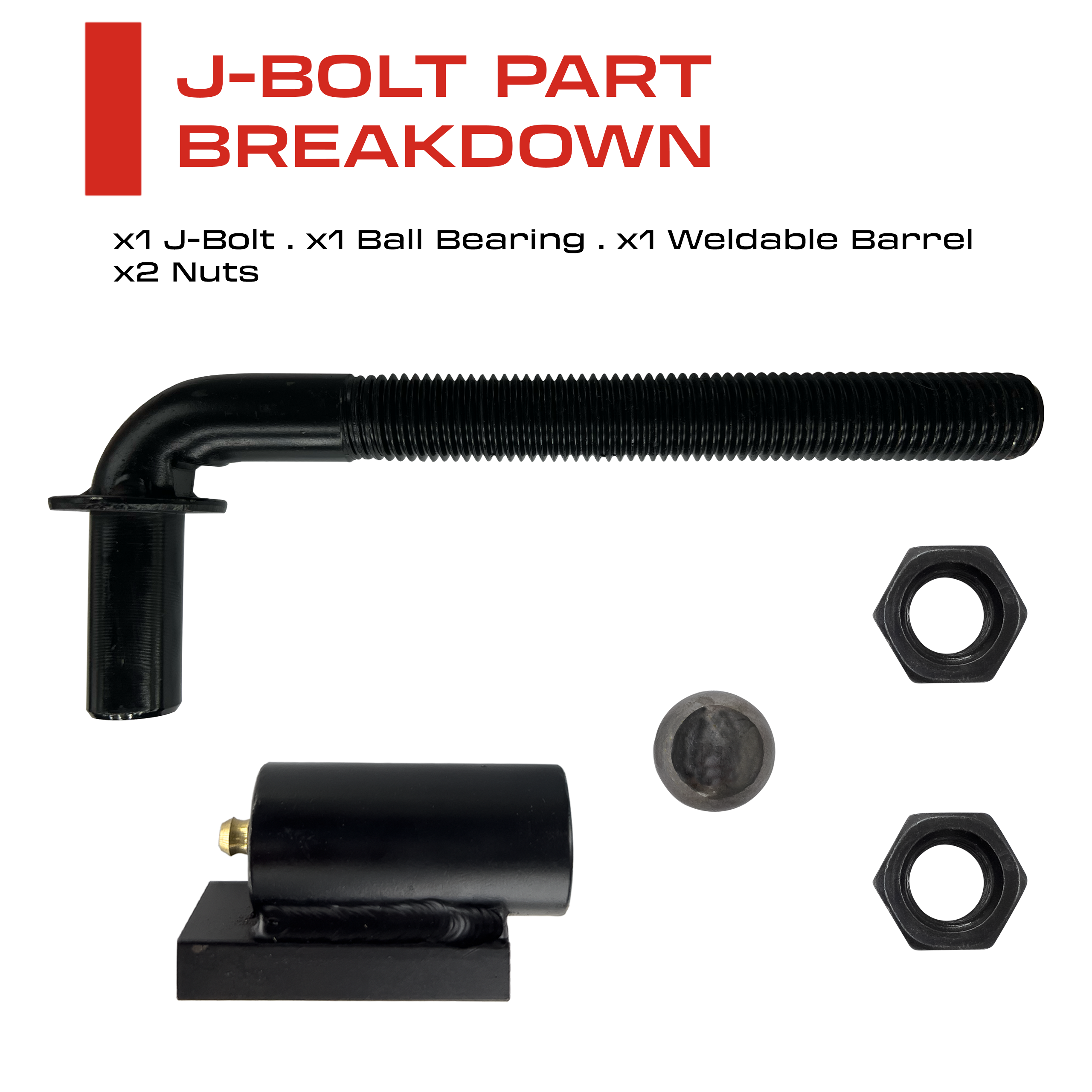 3/4" Inch J-Bolt Adjustable Ball Bearing Gate Hinge
