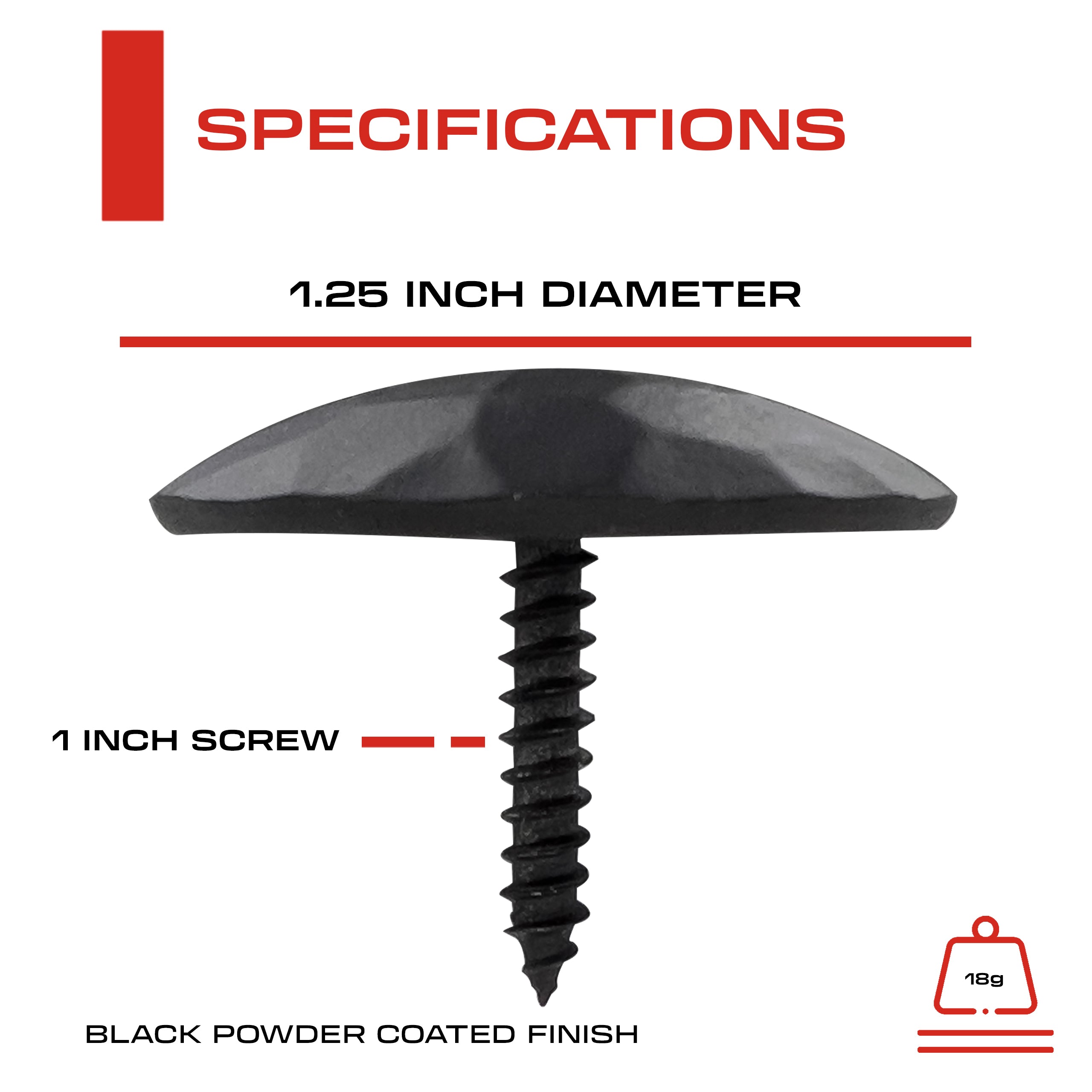 1.25” Decorative Clavo Nail Screw Round Hammered Iron Antique Rustic(Matte Black)