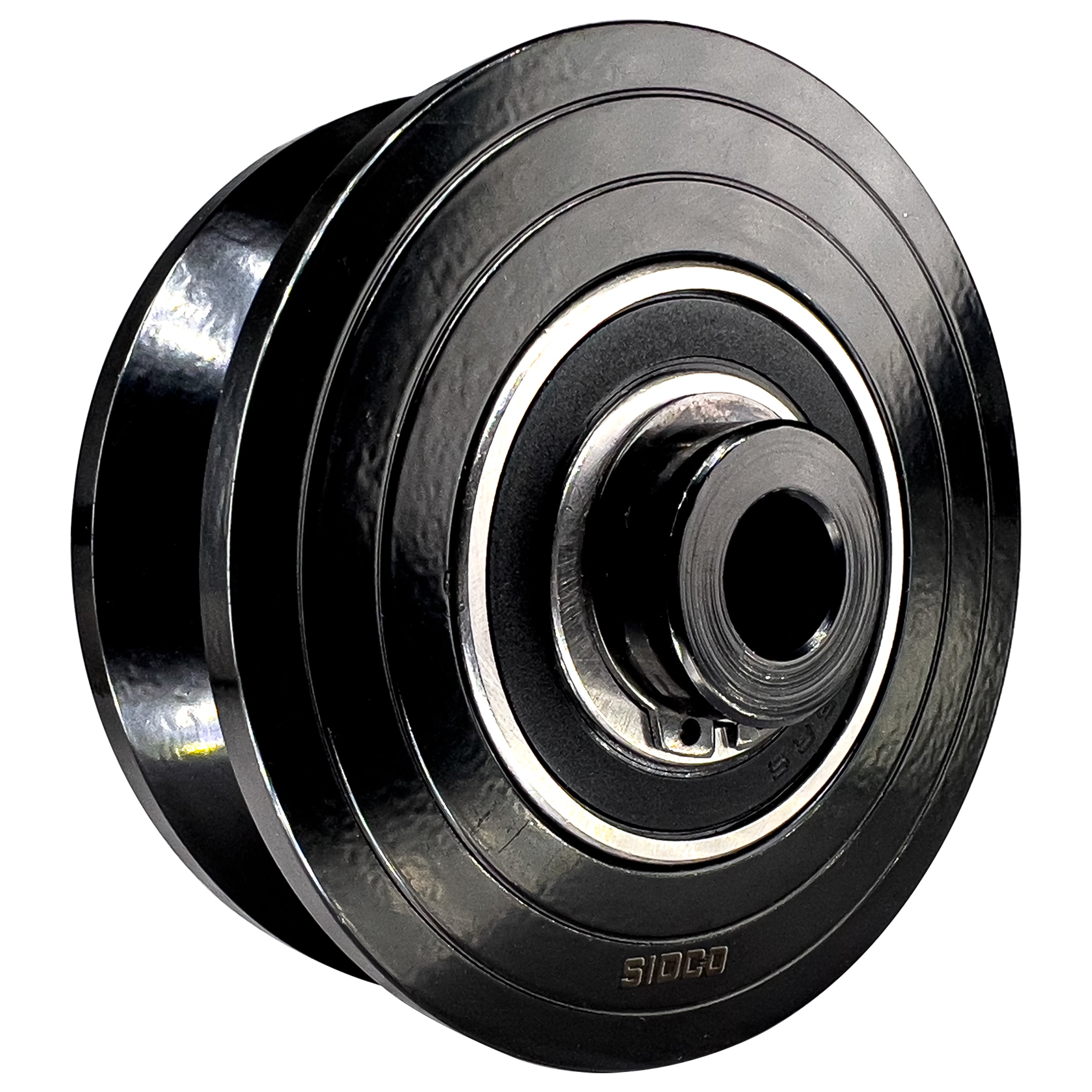 3.5 Inch Solid Steel V-Groove Sliding Gate Wheel Black (Zinc Plated)