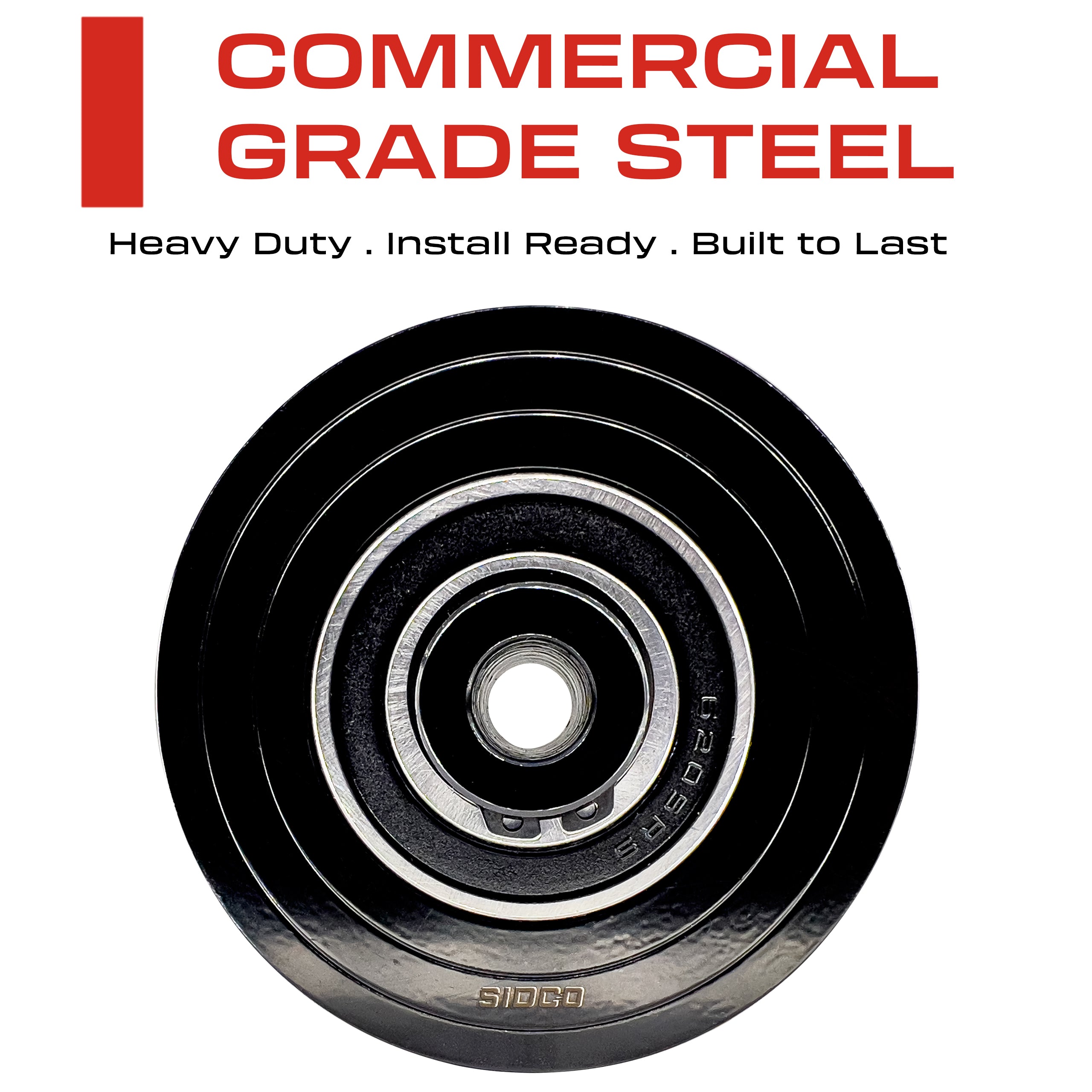 3.5 Inch Solid Steel V-Groove Sliding Gate Wheel & Box Black (Zinc Plated)