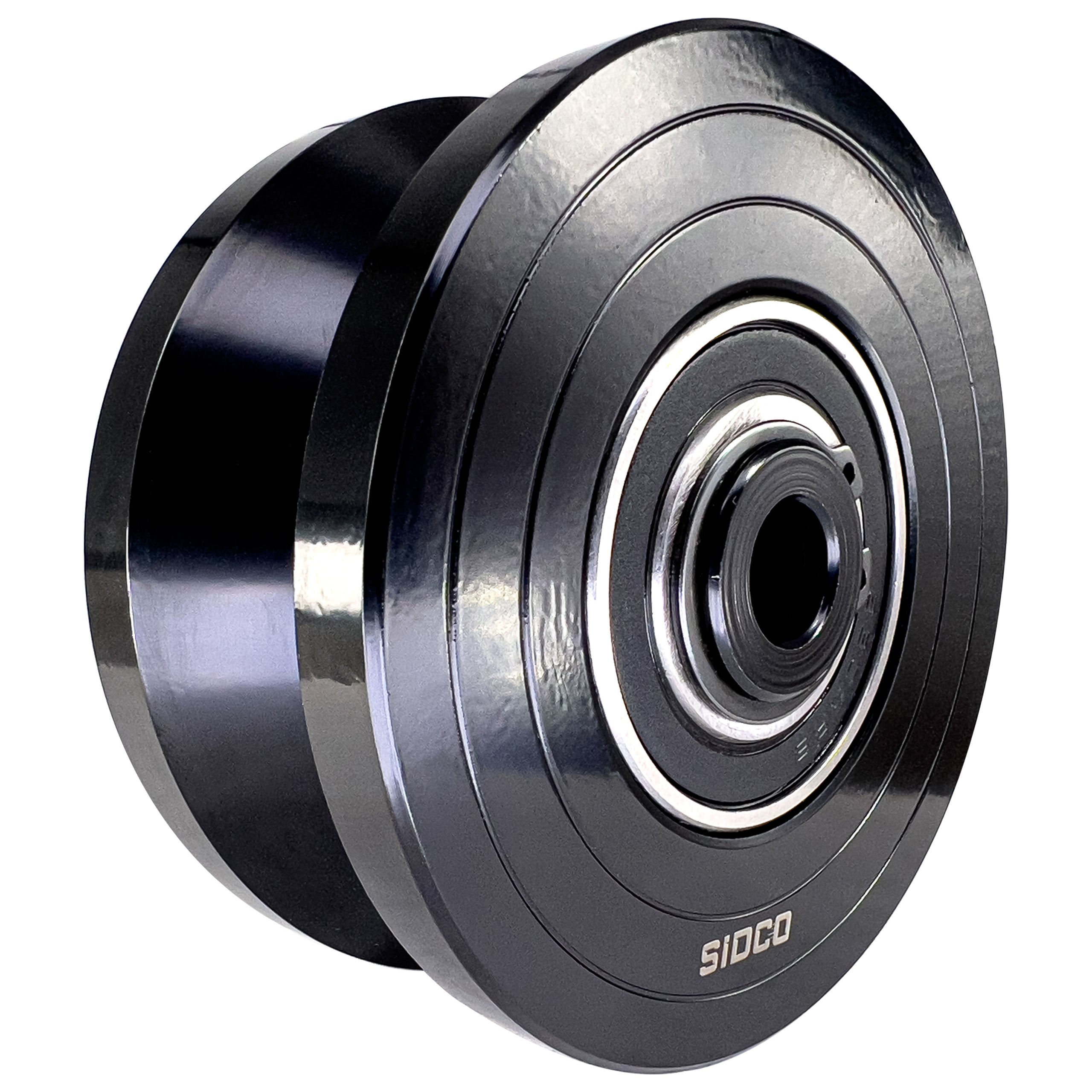 4 Inch Solid Steel V-Groove Sliding Gate Wheel Black (Zinc Plated)