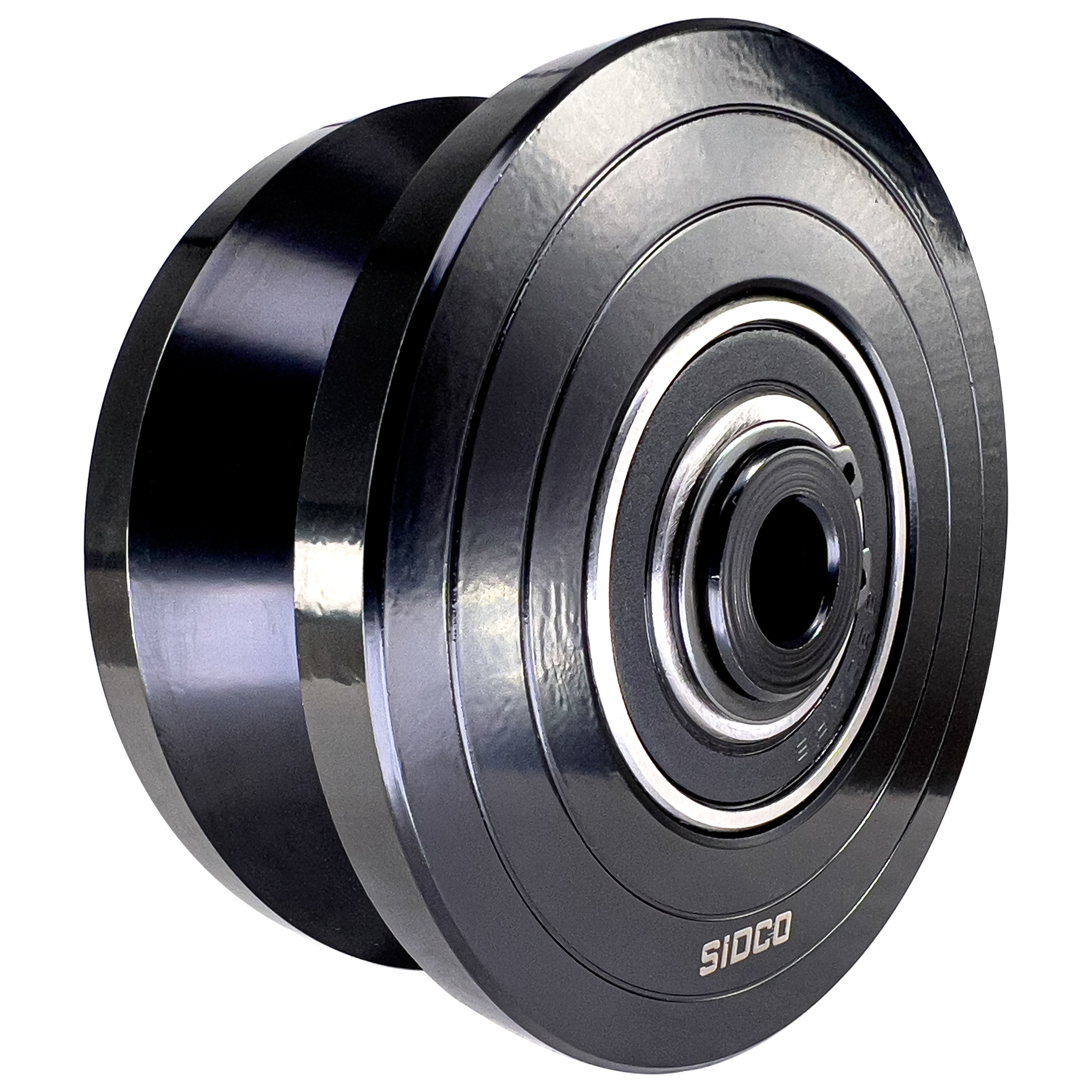 4" Inch Solid Steel V-Groove Sliding Gate Wheel Black (Zinc Plated)