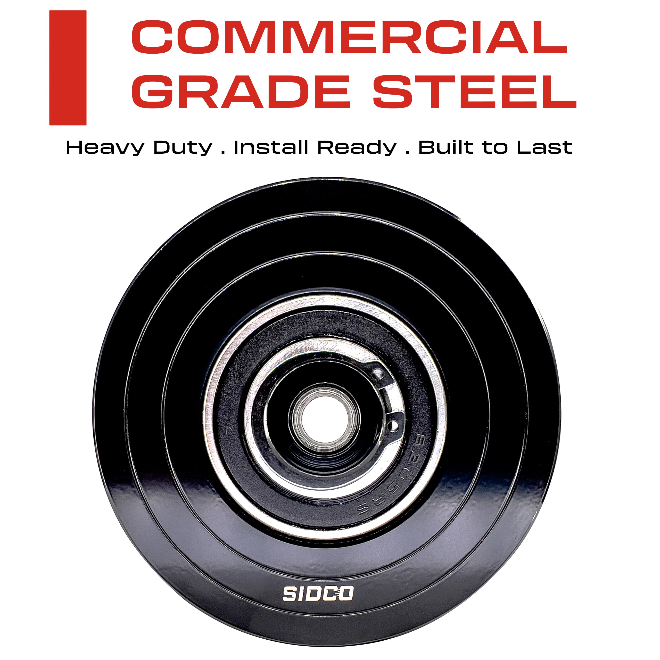 4" Inch Solid Steel V-Groove Sliding Gate Wheel Black (Zinc Plated)