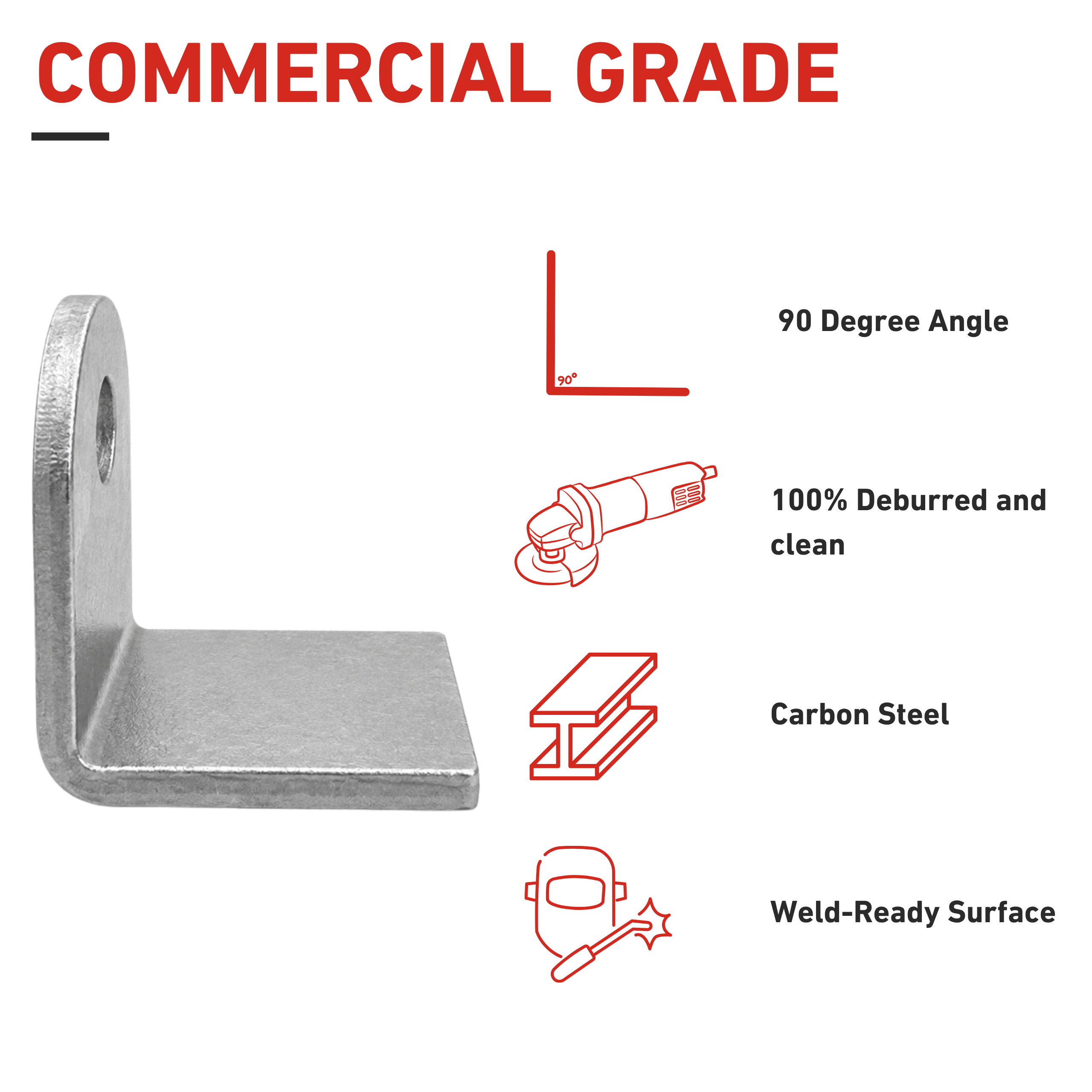 L-Bracket - 1-1/2”x 1-1/2” Weldable Mounting L-Bracket