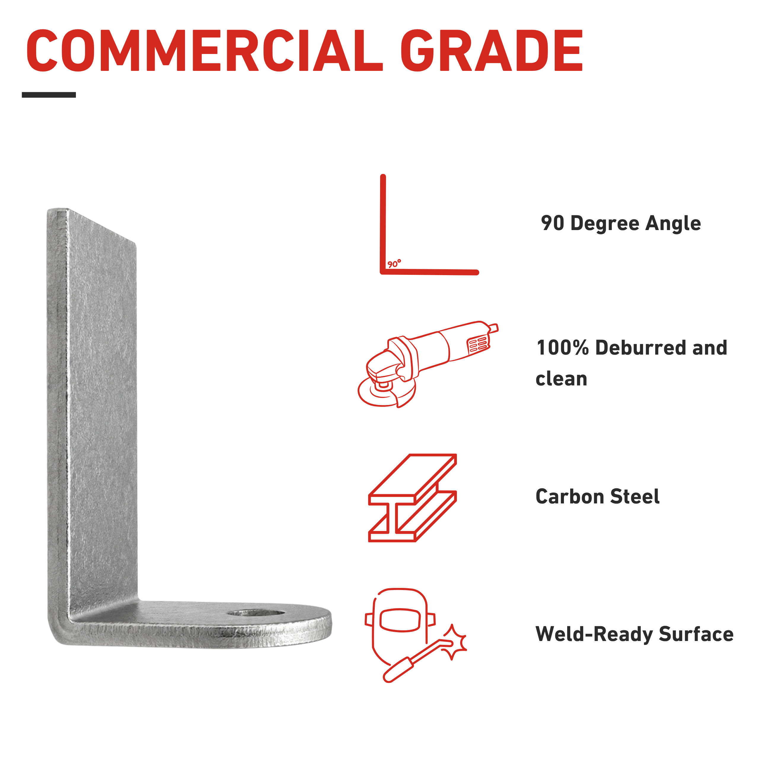 L-Bracket - 1-1/2”x 3-1/2” Weldable Mounting L-Bracket