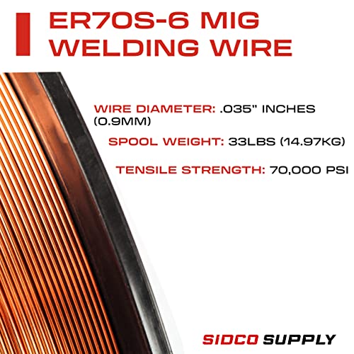 Solid MIG Welding Wire - ER70S-6-0.035 Inch, 33 LB Spool - Mild Steel
